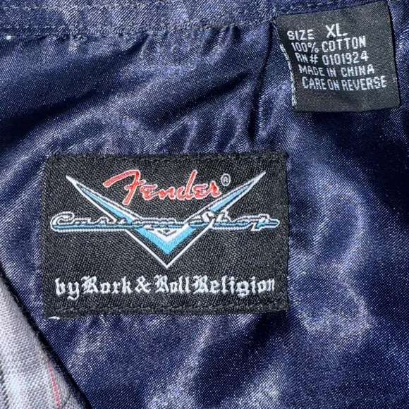 Fender Rock & Roll Religion Western Shirt XL – Leather Trim, Embroidered - Picture 3 of 6